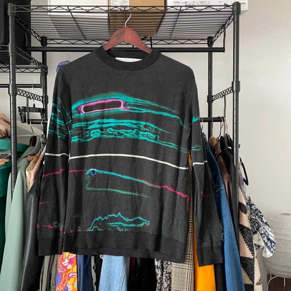 & Other Stories Tops - & Other Stories Neon Graphic Long Sleeve Knit Top Small